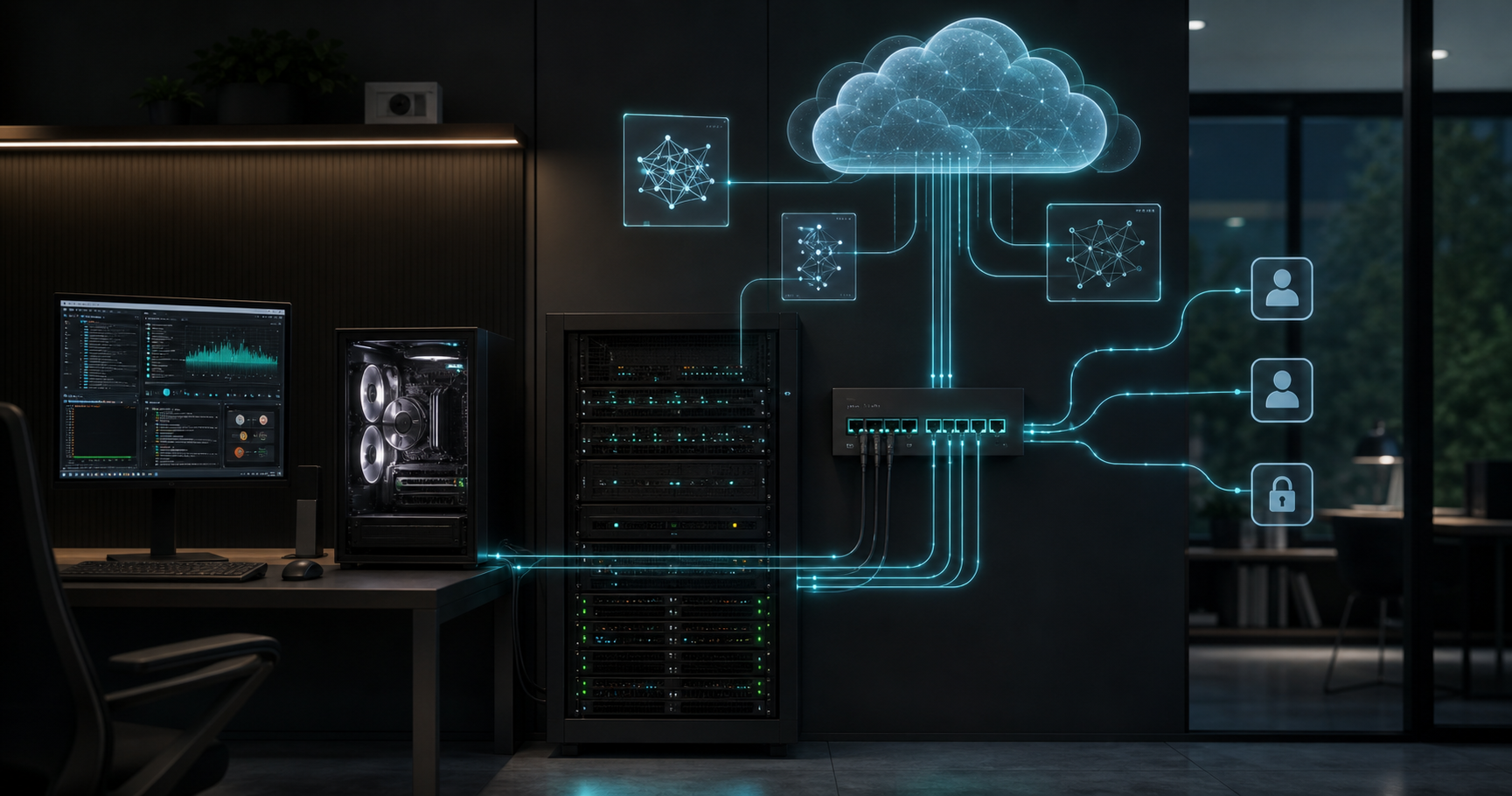 Two local servers, connected through one governed AI fabric.